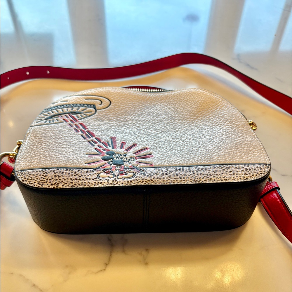 Coach Purse Disney Keith Haring Mickey Mouse Satchel Crossbody Camera Bag White - Picture 2 of 4